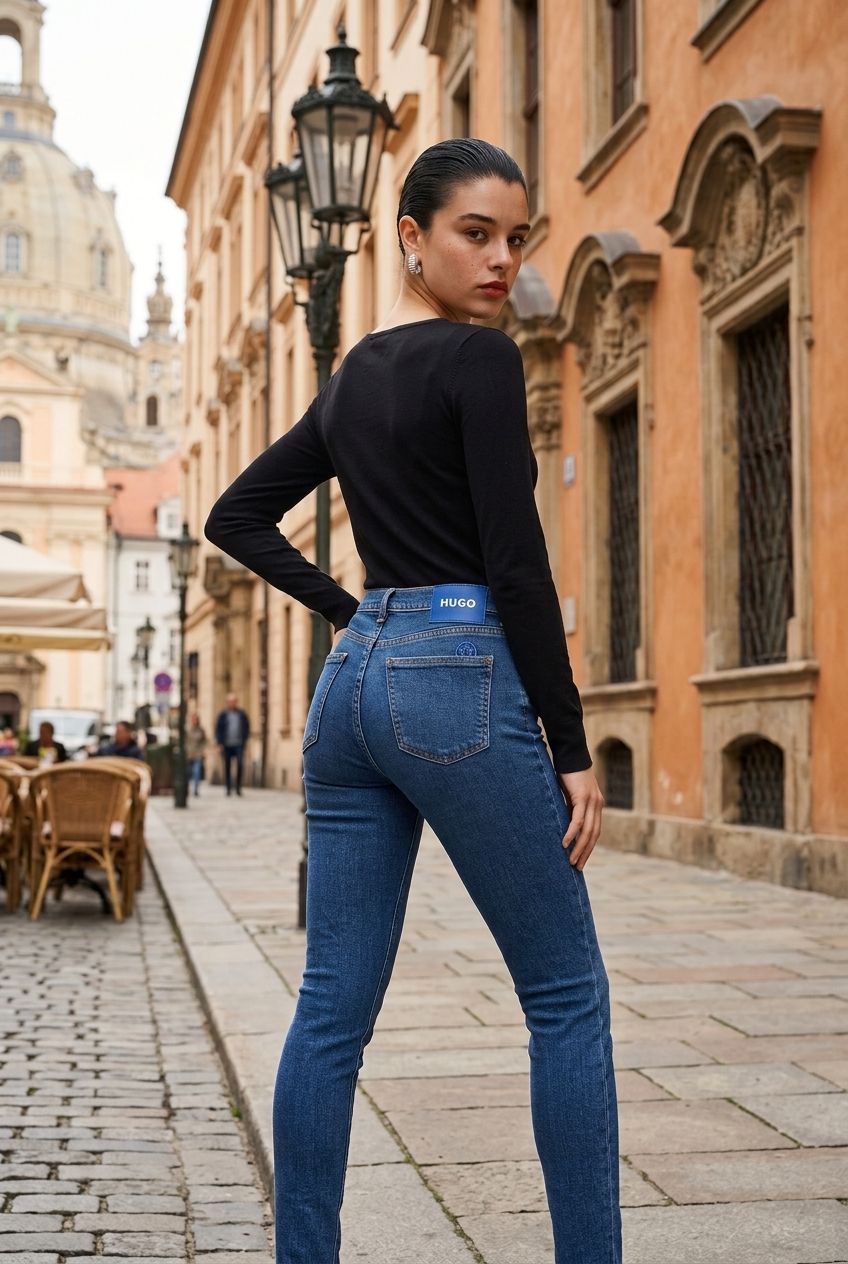 HUGO Blugi Damă Malu_B Light Blue Originali