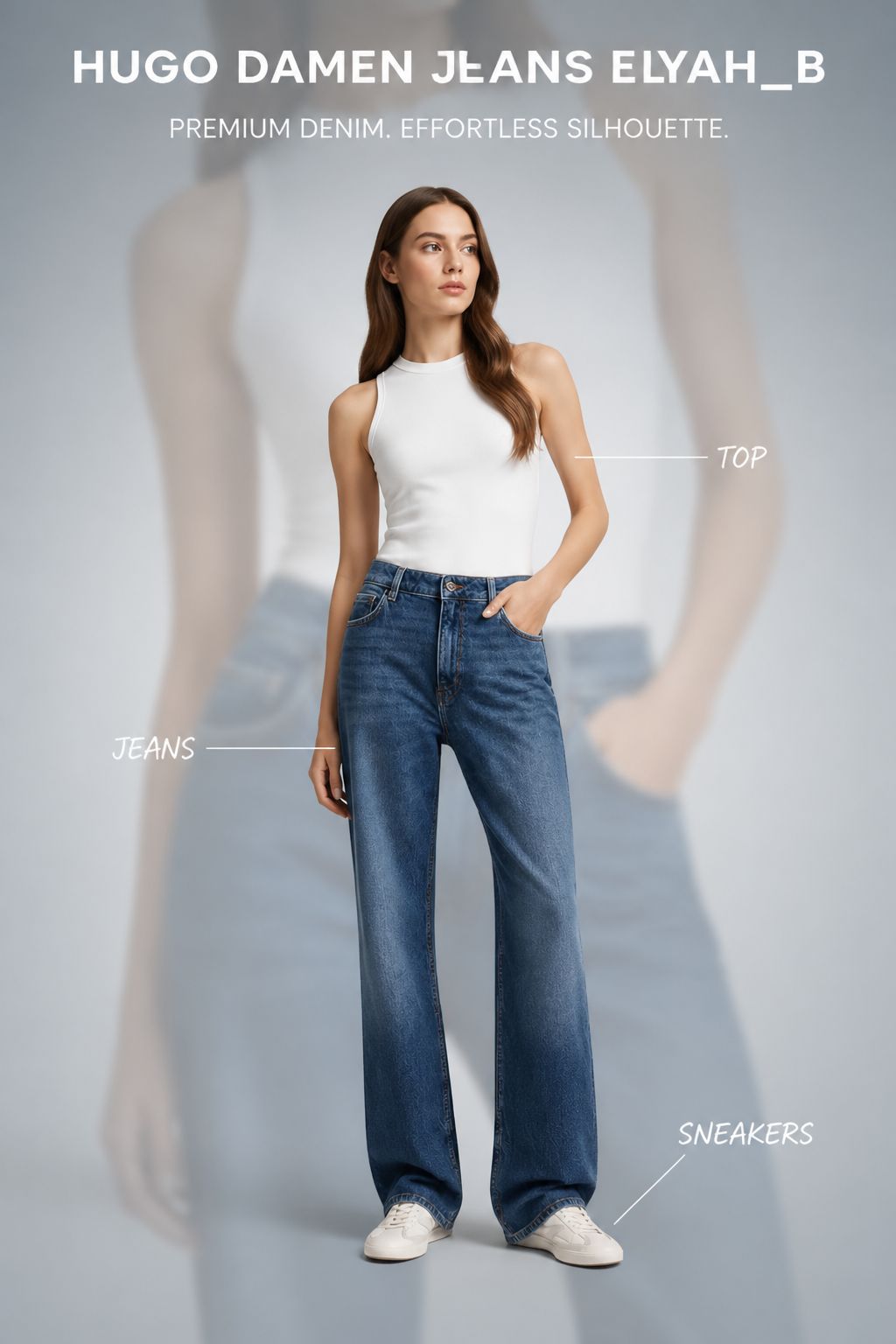 HUGO Jeans Damă Elyah_B Blue Denim Originali