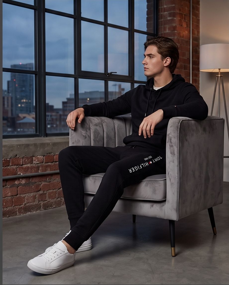 Tommy Hilfiger Logo Sweatpants Bărbați Desert Sky – XS – Originali