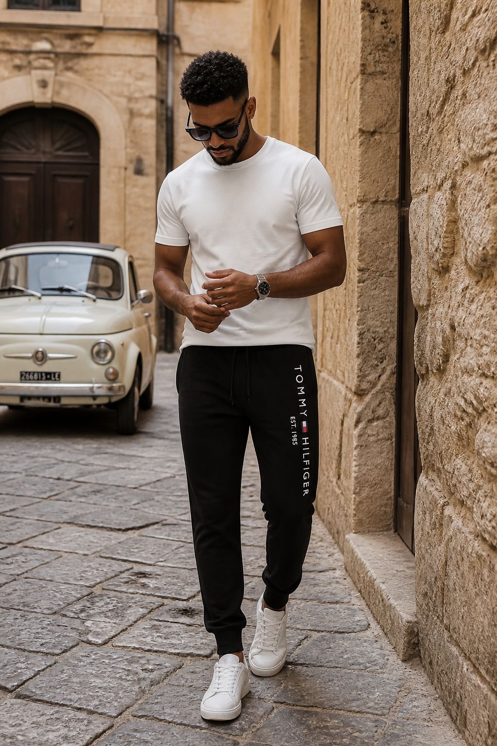 Tommy Hilfiger Logo Sweatpants Bărbați Desert Sky – XS – Originali