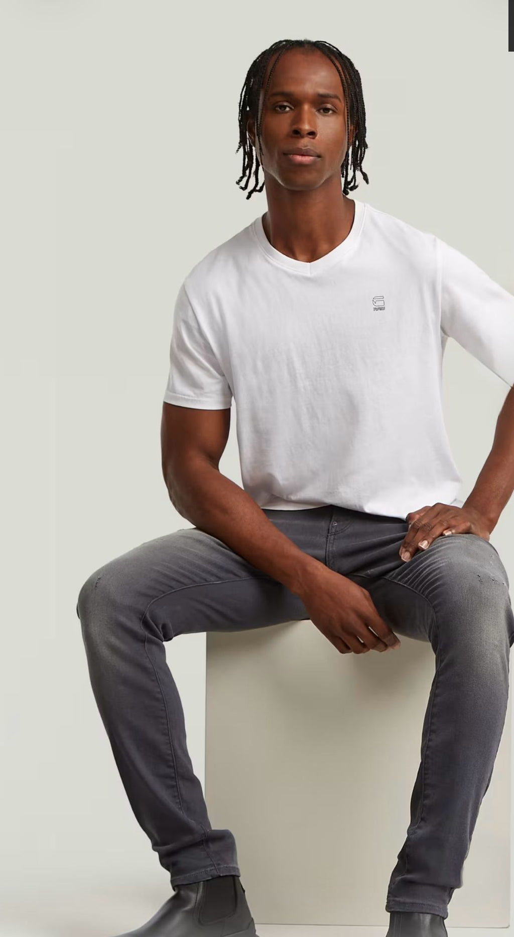 G-STAR RAW Revend Skinny Blugi gri bărbați W36/L36