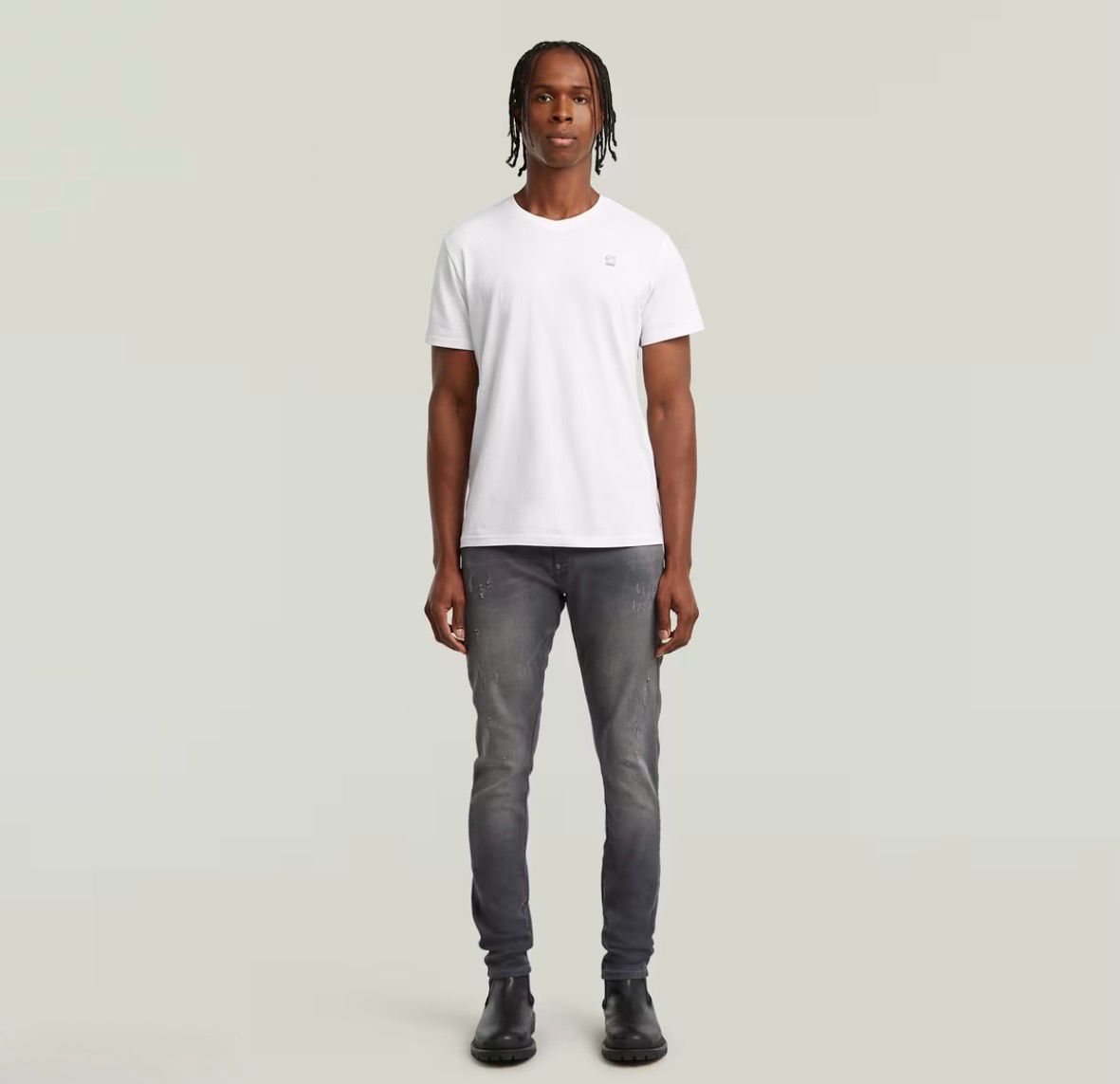 G-STAR RAW Revend Skinny Blugi gri bărbați W36/L36