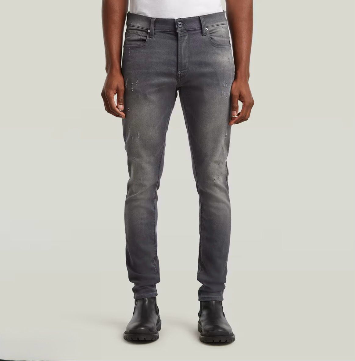 G-STAR RAW Revend Skinny Blugi gri bărbați W36/L36