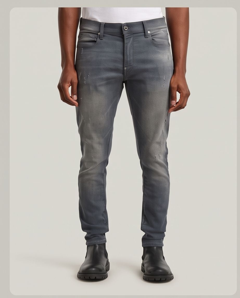 G-STAR RAW Revend Skinny Blugi gri bărbați W36/L36