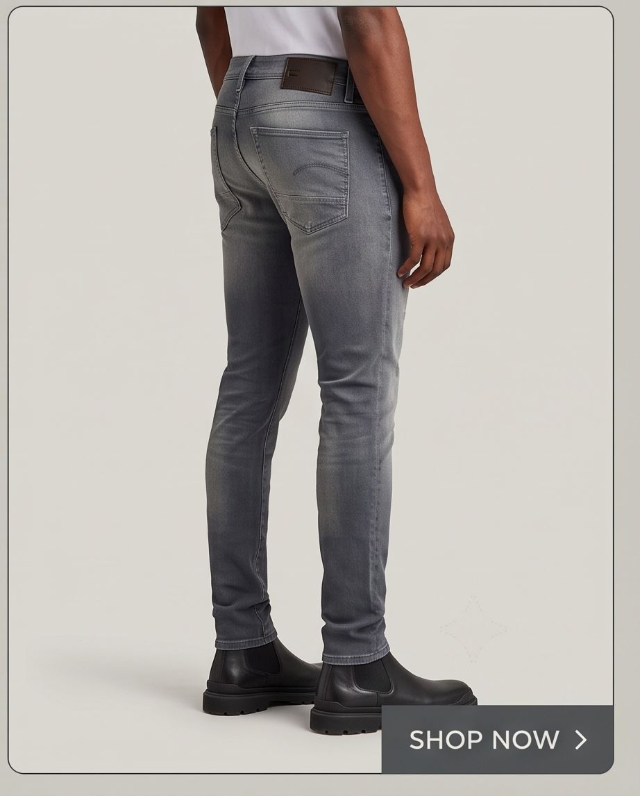 G-STAR RAW Revend Skinny Blugi gri bărbați W36/L36