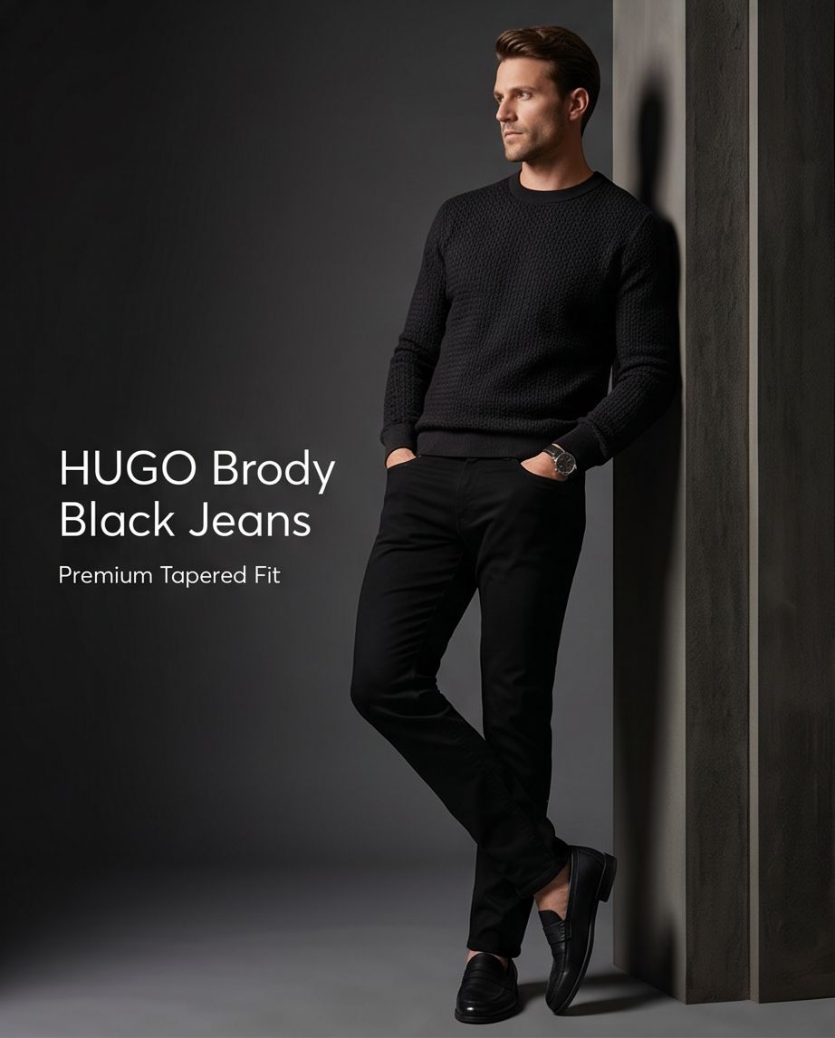 BOSS Jeans Brody Bărbați Negri  – Originali