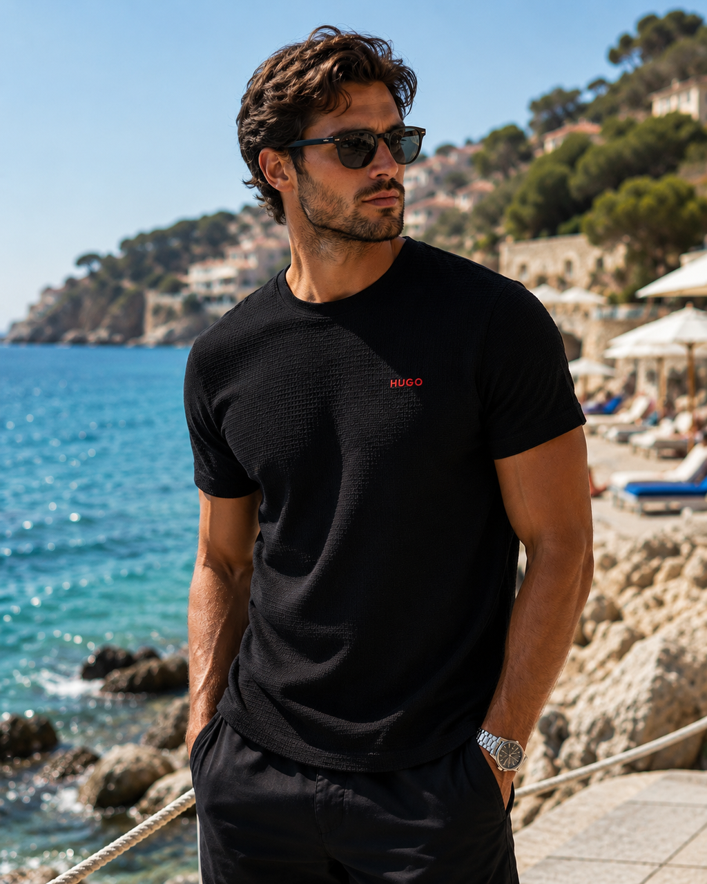 Tricou HUGO BOSS Austin T-Shirt Negru Logo