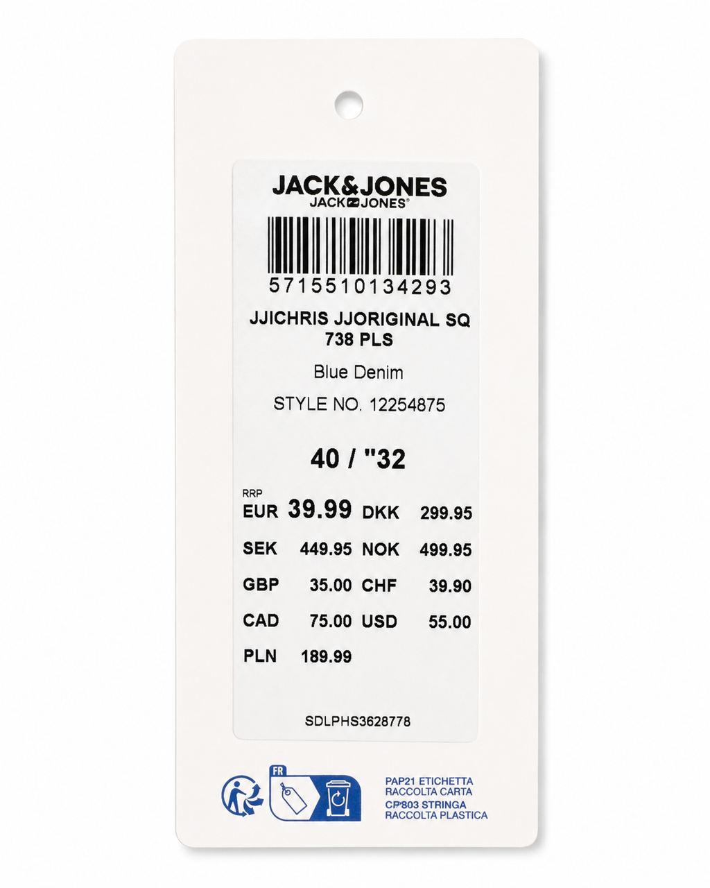 Blugi bărbați JACK & JONES Plus Chris Relaxed Fit
