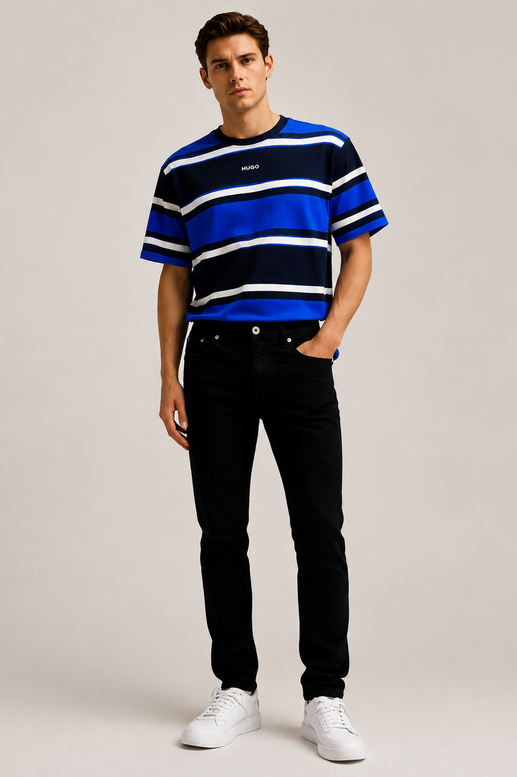 Blugi HUGO Blue Zane bărbați Skinny Fit