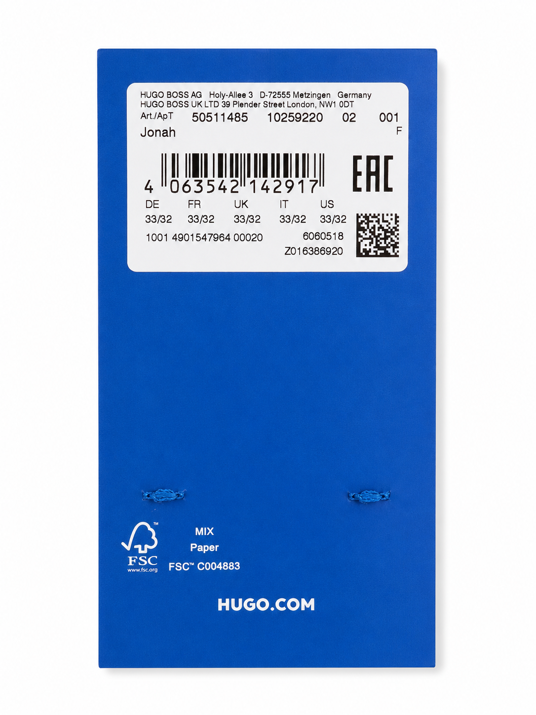 Blugi HUGO BLUE bărbați Jonah Straight Fit