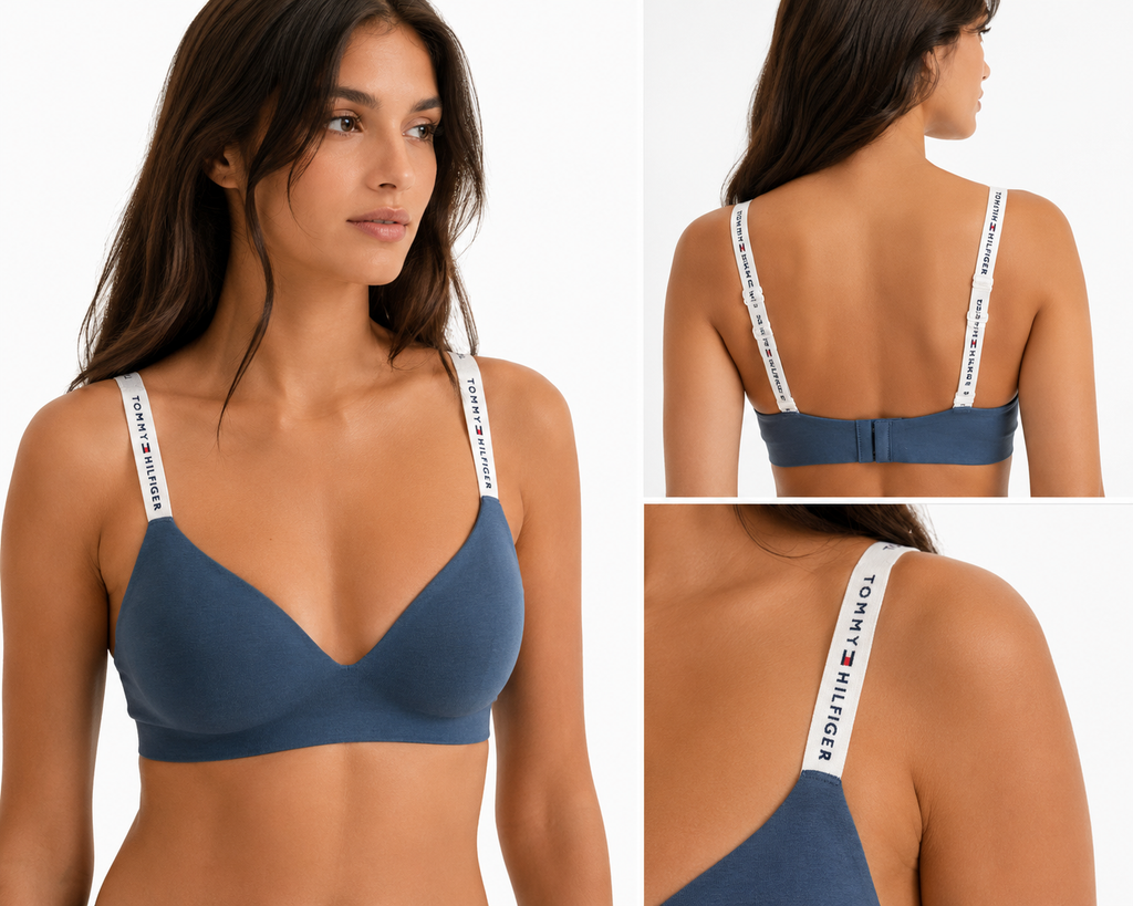 Sutien Tommy Hilfiger Triangle Lightly Lined Iron Blue Damă Original