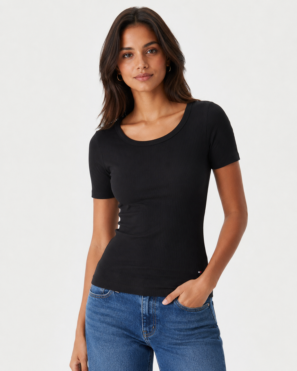 Tricou Tommy Hilfiger striat slim fit damă