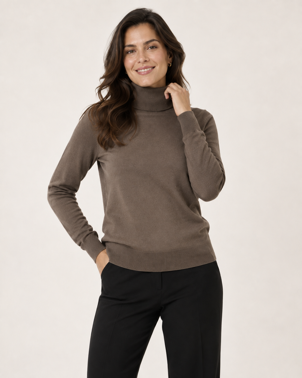 Pulover damă KAFFE Astrid Roll Neck cu guler înalt