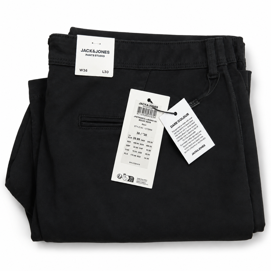 Pantaloni chino bărbați JACK & JONES Marco Bowie Slim Fit, Black