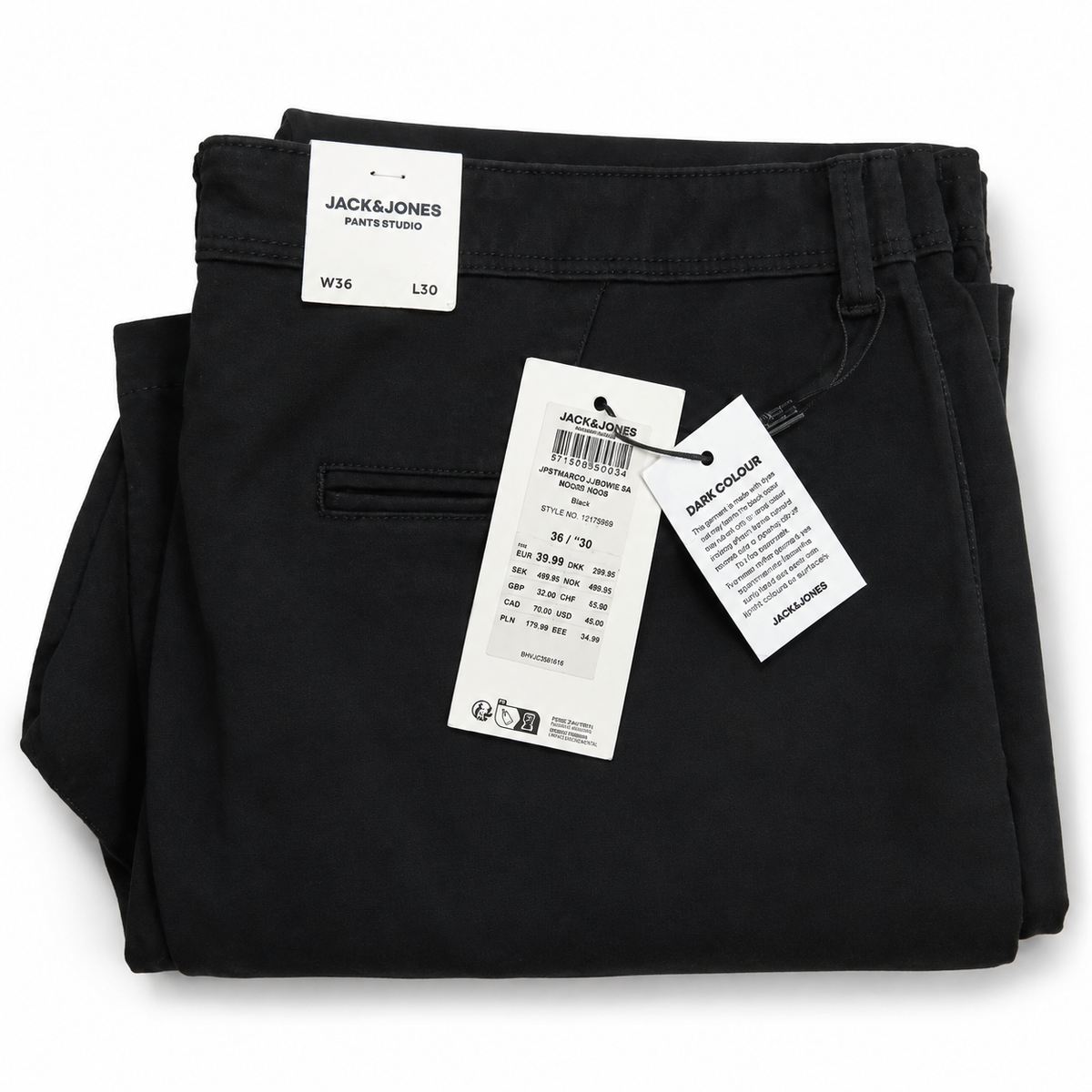 Pantaloni chino bărbați JACK & JONES Marco Bowie Slim Fit, Black