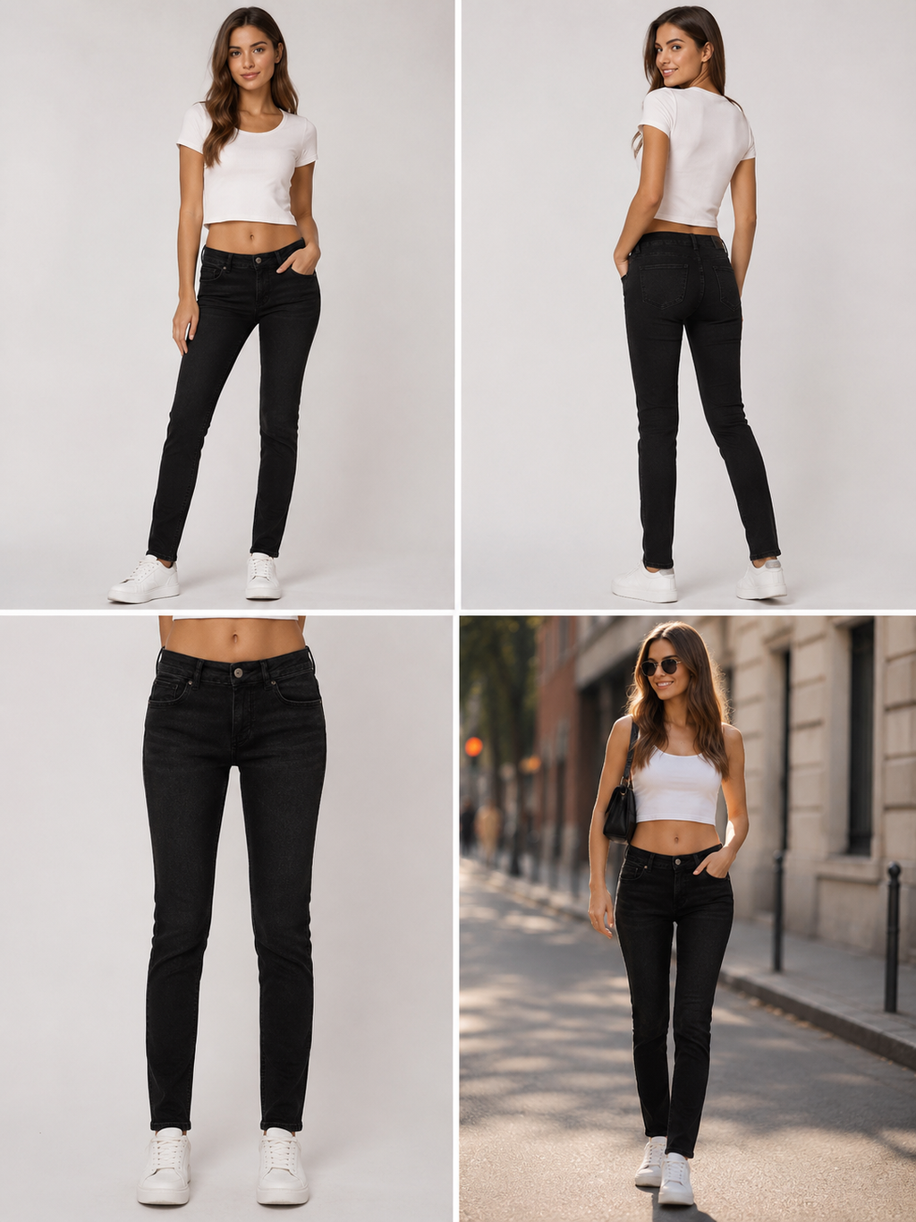 Pepe Jeans Slim Jeans LW Damă Negri Originali