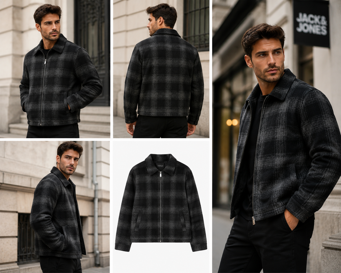 Geacă JACK & JONES bărbați JORCOLE JACKET Black Check