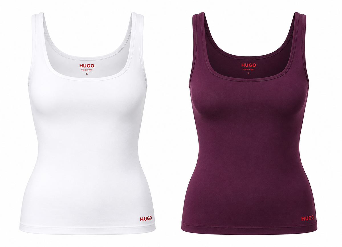 Set 2 Maieuri HUGO Twin Vest Stretch/Alb & Open Purple