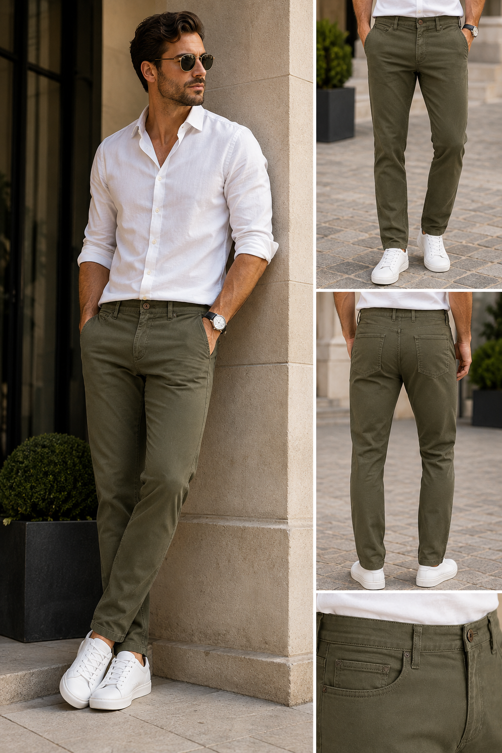 Pantaloni chino GOODTHREADS bărbați Slim-Fit 5-Pocket Comfort Stretch – Olive