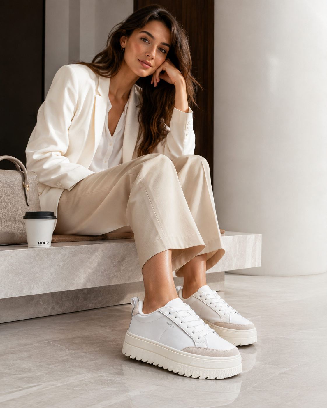 Sneakers damă HUGO Lyssa Tenn cu platformă