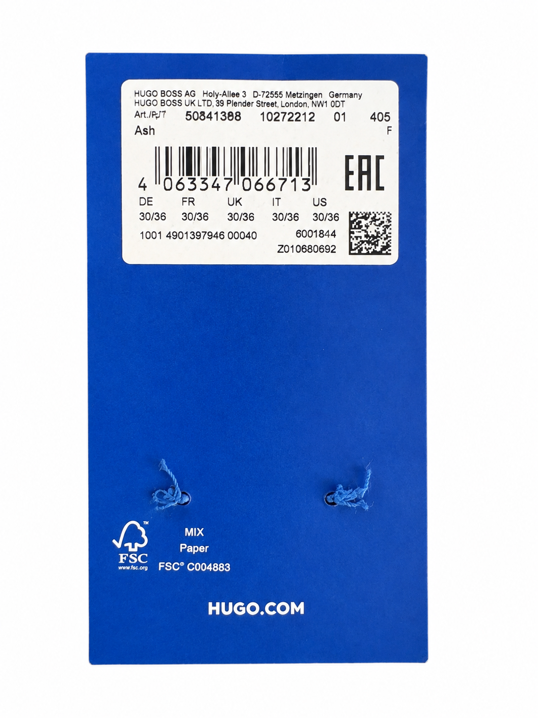 Blugi HUGO Blue Ash bărbați Slim Fit