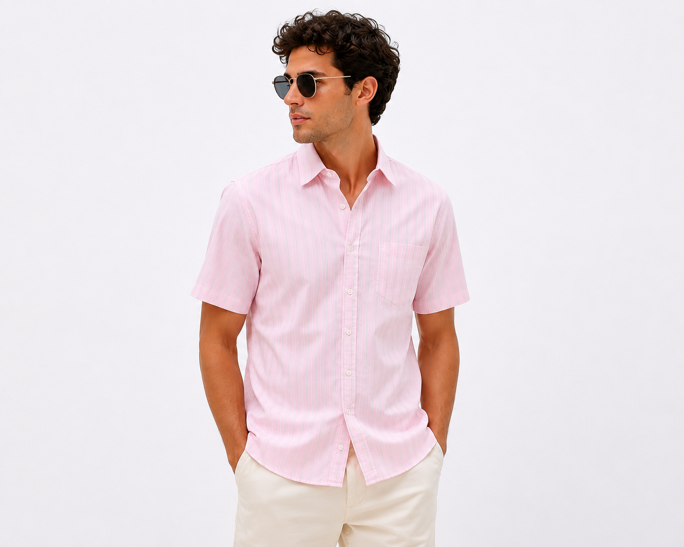 Cămașă Slim Fit Stretch Poplin, mânecă scurtă
