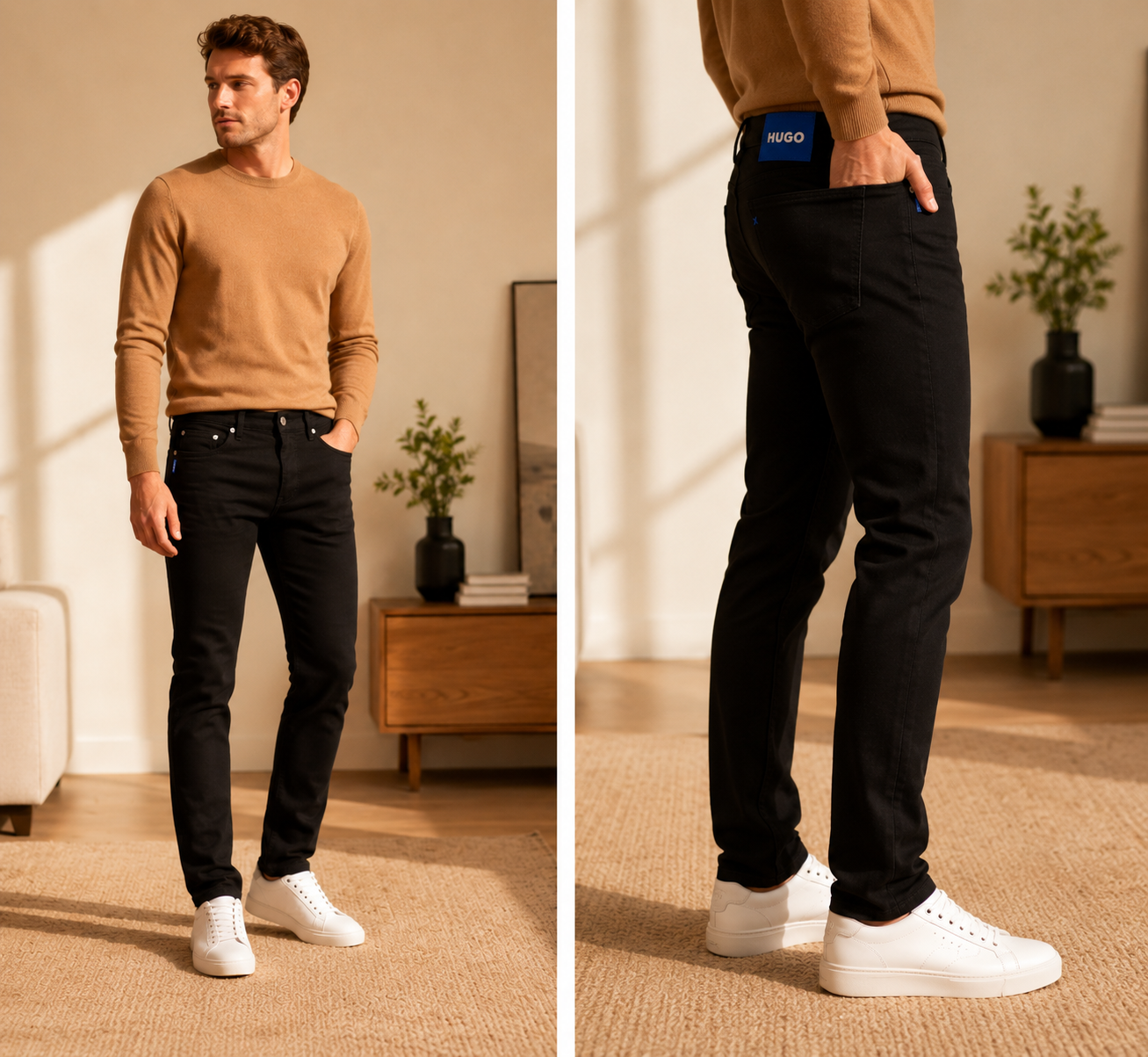 HUGO BOSS Ash – Blugi Bărbați Slim Fit Negri