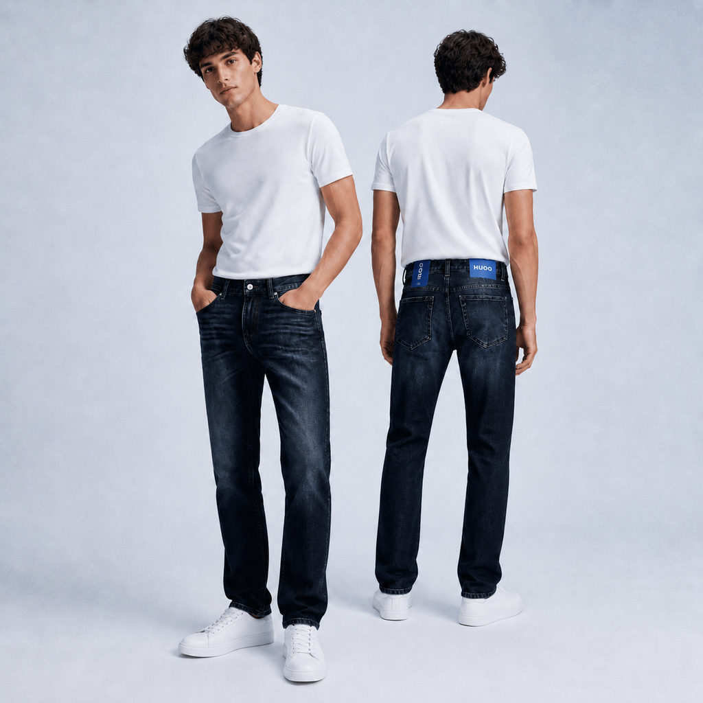 Blugi HUGO Blue Ash bărbați Slim Fit