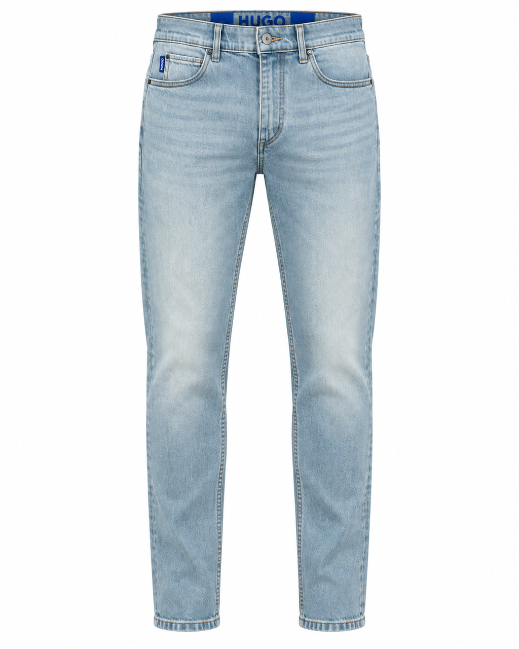 Blugi HUGO Blue Brody bărbați W32/L32, imagine față pe manechin invizibil, denim Aqua/Turcoaz