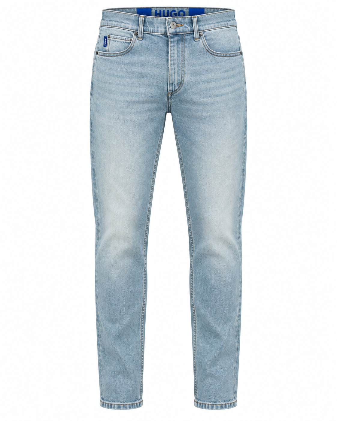 Blugi HUGO Blue Brody bărbați W32/L32, imagine față pe manechin invizibil, denim Aqua/Turcoaz