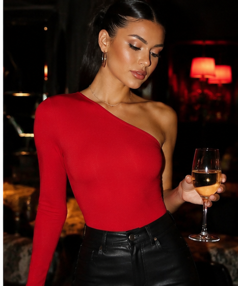 Body KENDALL + KYLIE damă One Shoulder roșu