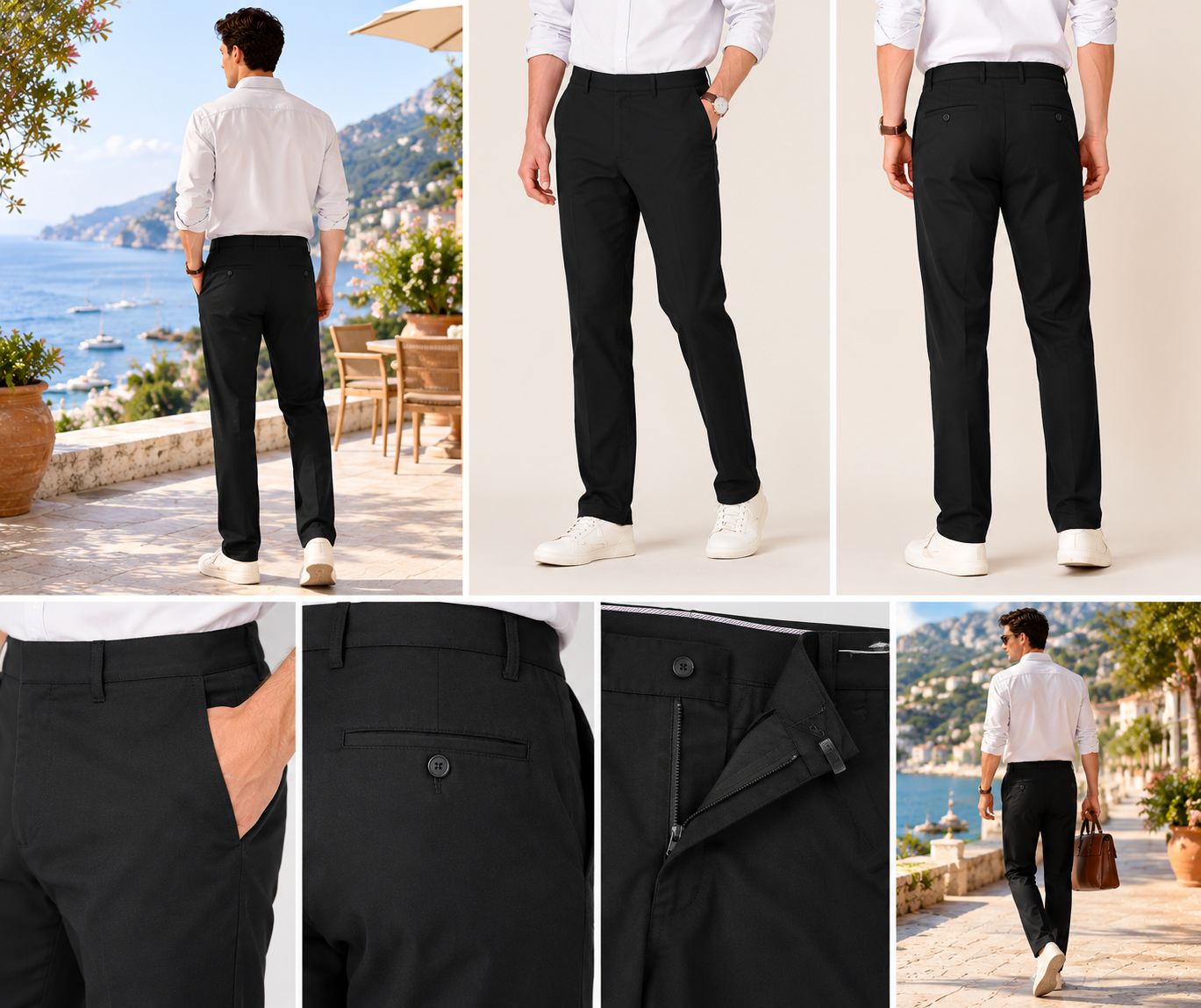 Pantaloni Chino Bărbați Negri
