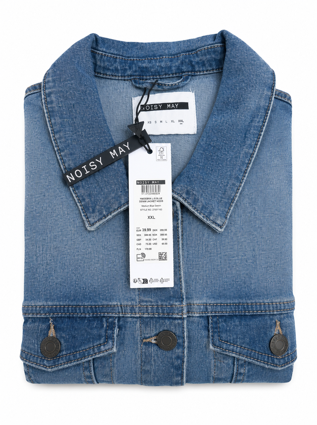 Jachetă denim Noisy May femei NMDEBRA L/S Blue Denim Jacket Medium Blue