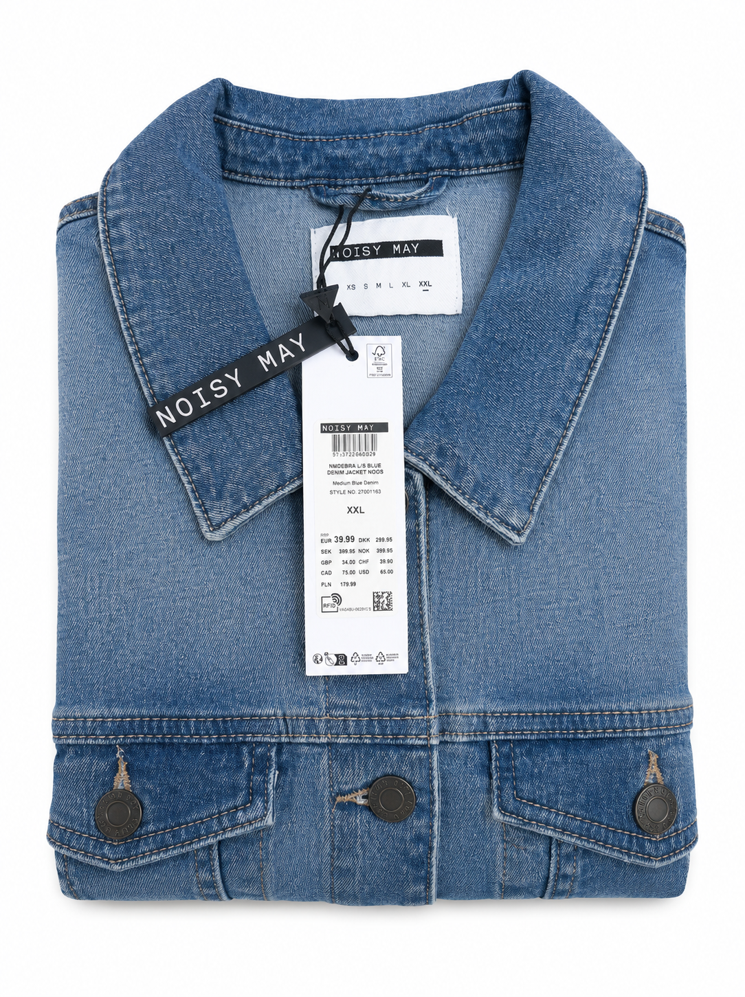 Jachetă denim Noisy May femei NMDEBRA L/S Blue Denim Jacket Medium Blue