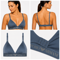 Emporio Armani – Sutien triunghi din microfibră cu burete, Bleumarin, Mărimea L
