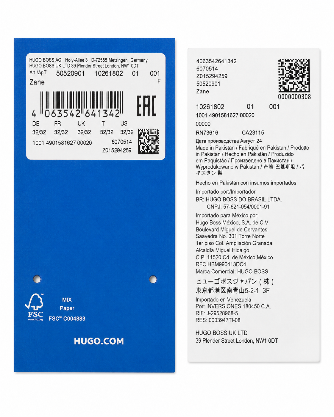 Blugi HUGO Blue Zane bărbați Skinny Fit