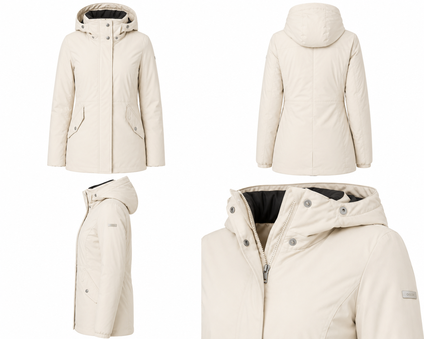 Geacă parka GEOX Respira damă Myria Mid Parka Heavy Dull Ivory (Off White)
