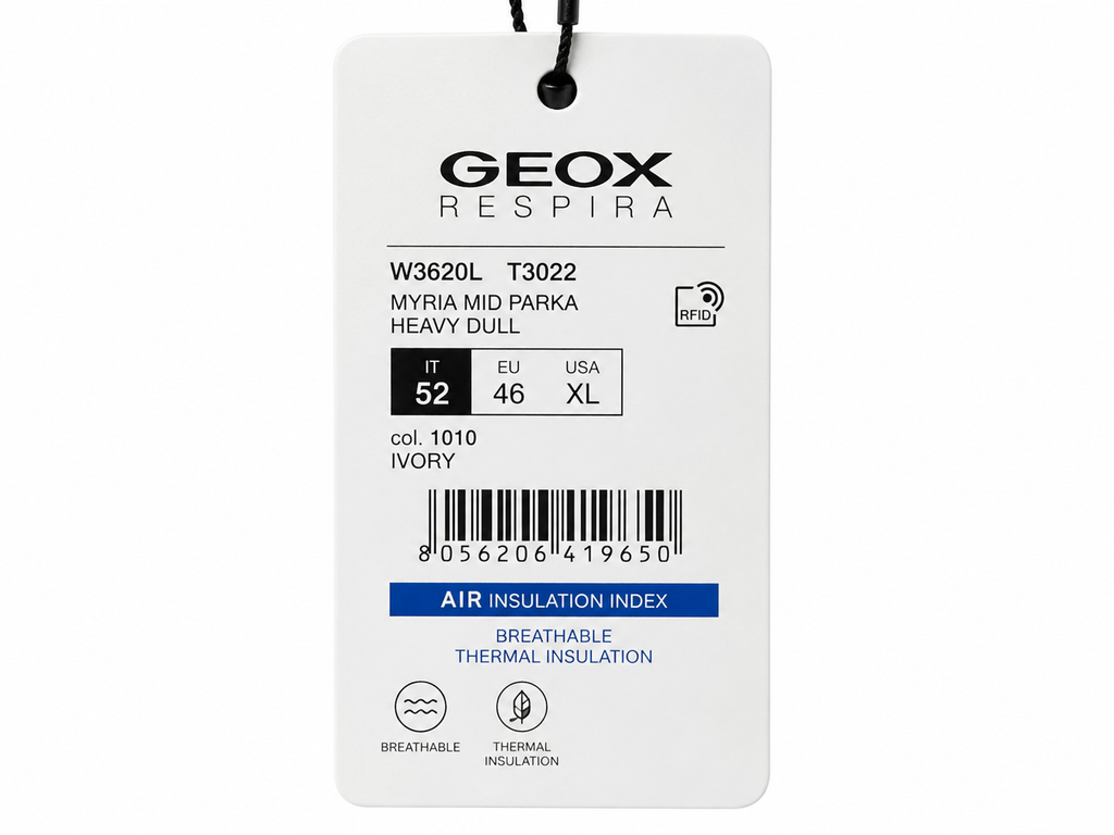 Geacă parka GEOX Respira damă Myria Mid Parka Heavy Dull Ivory (Off White)