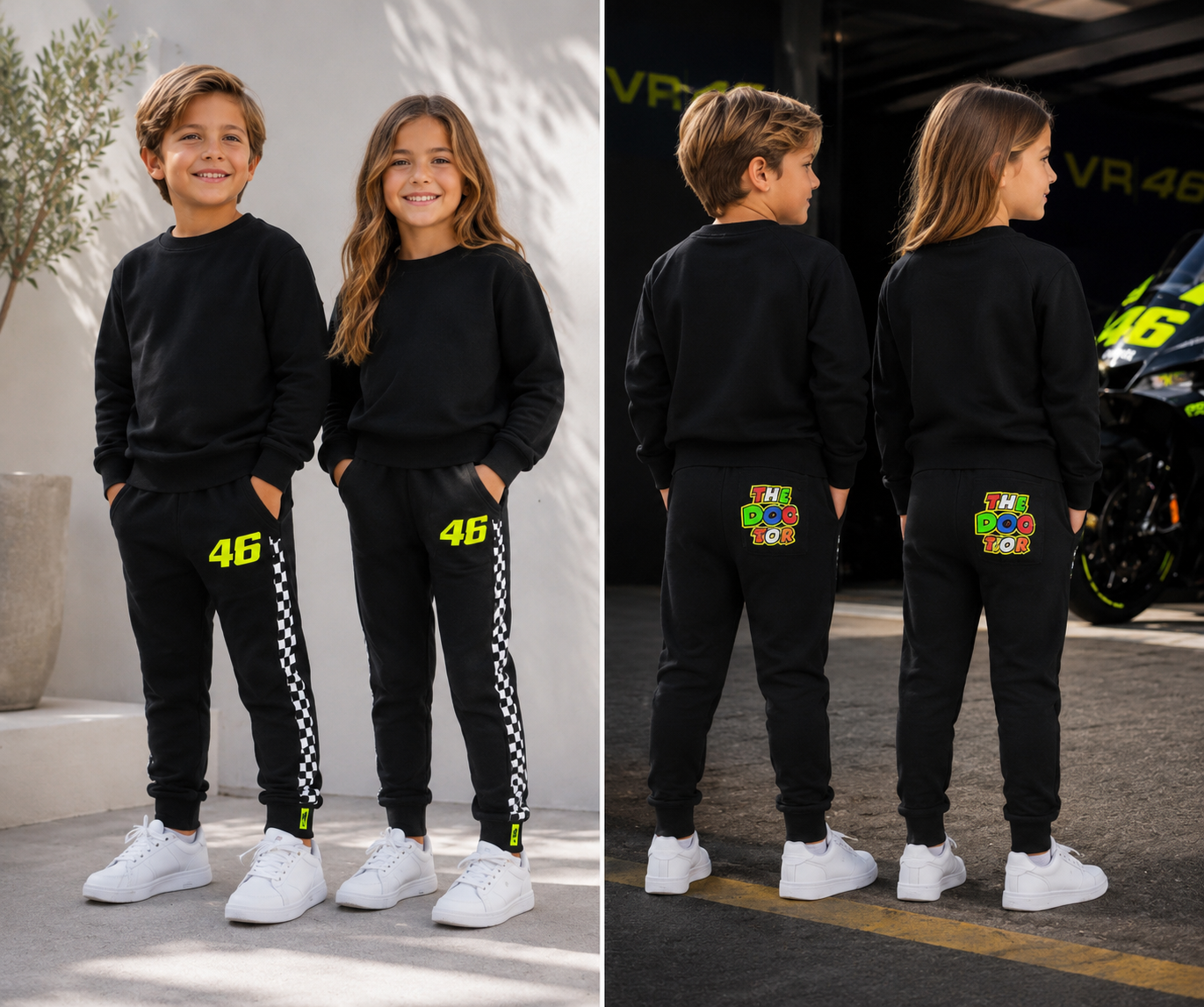 Pantaloni copii VR46 Valentino Rossi 46 Check – Negri