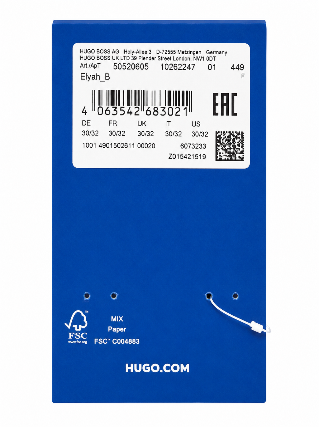 Blugi HUGO Blue Elyah_B damă Straight Fit