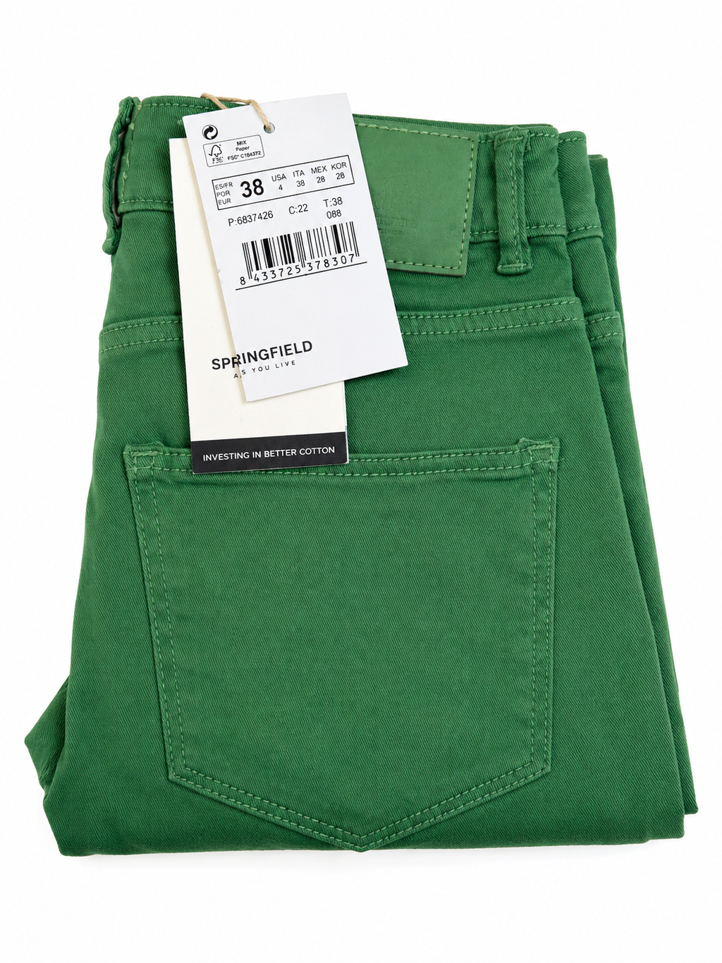 SPRINGFIELD Jeans Slim Cropped Damă Verzi Regular Waist Originali