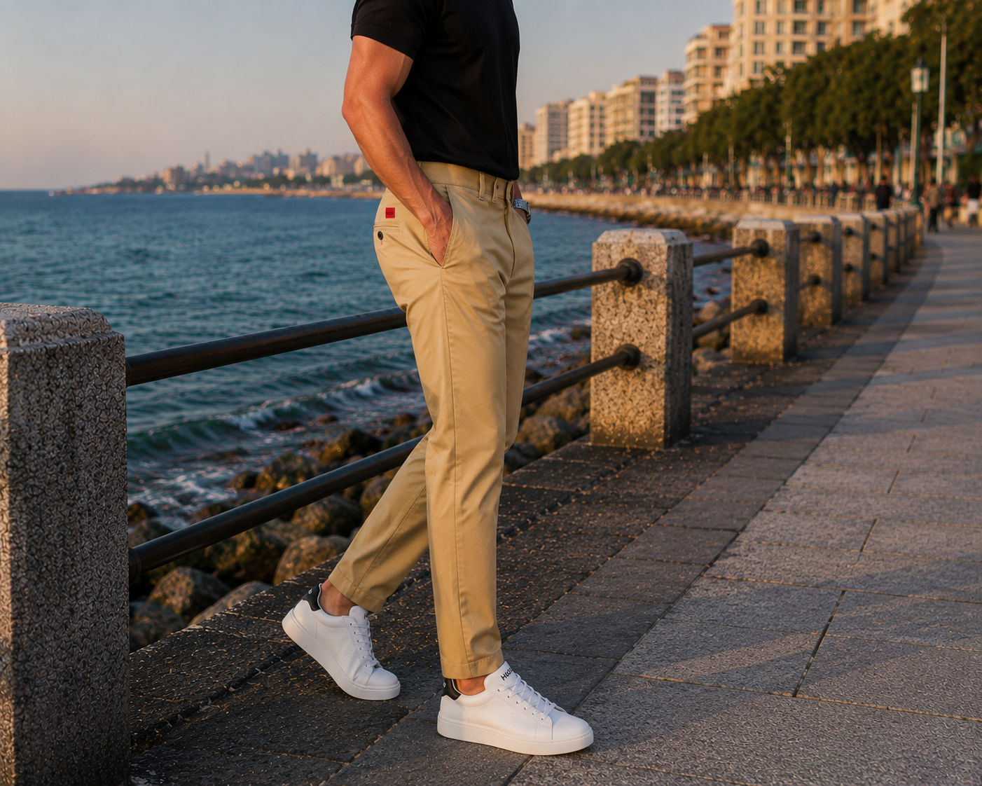 HUGO Dexter234 – Pantaloni Chino Bărbați Slim Fit Bej