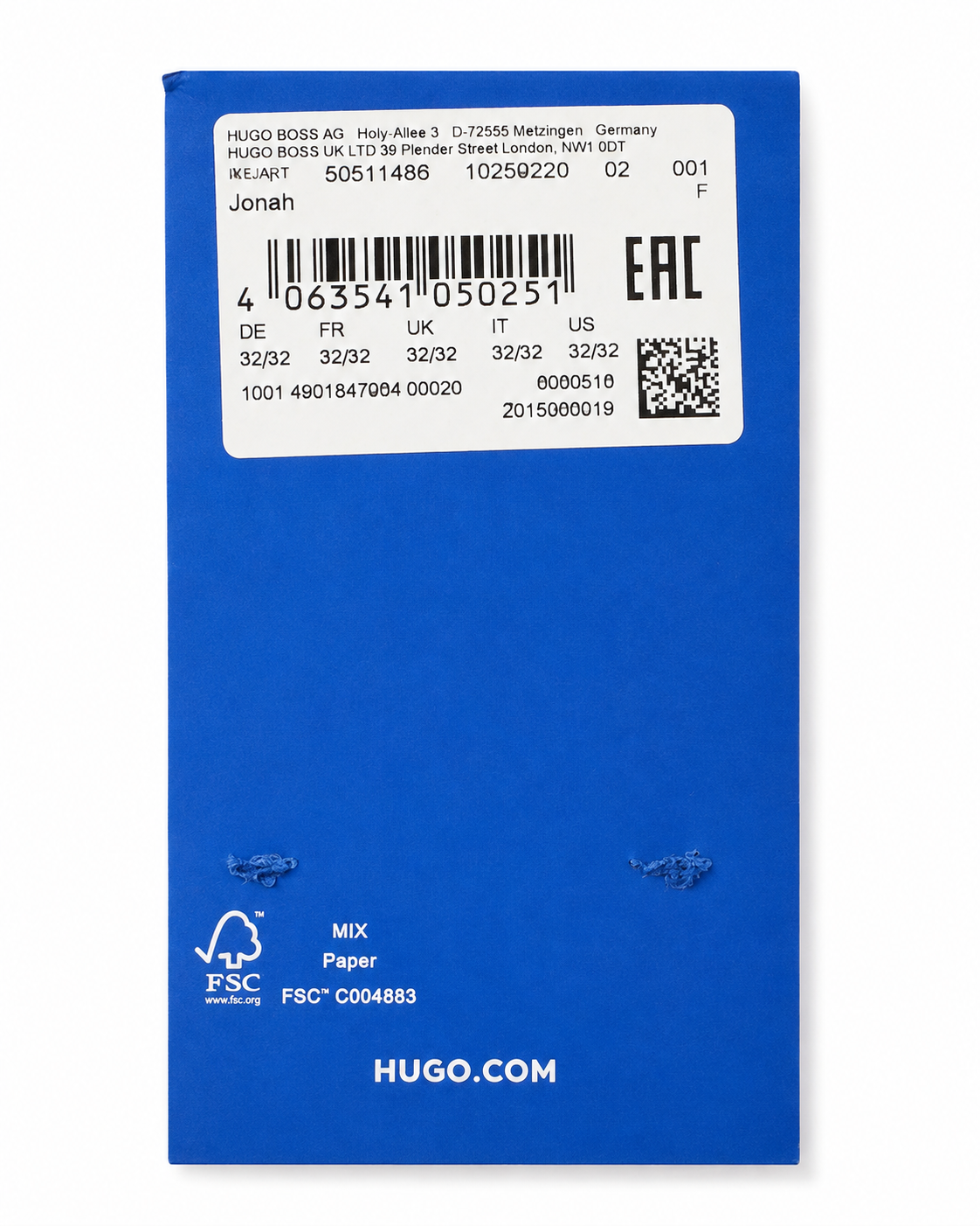 Blugi HUGO BLUE bărbați Jonah Straight Fit