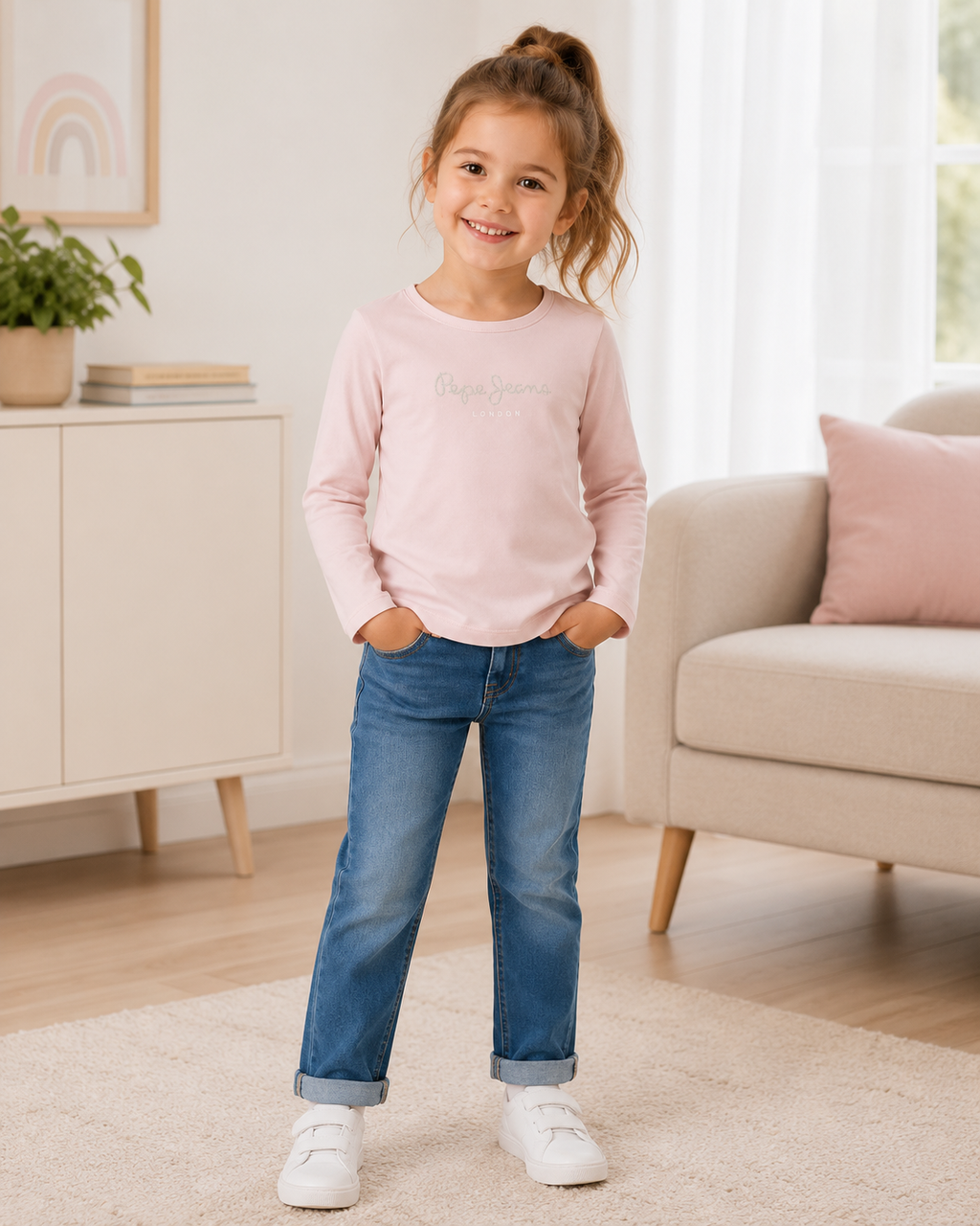 Bluza Pepe Jeans Hana Glitter fete, mânecă lungă