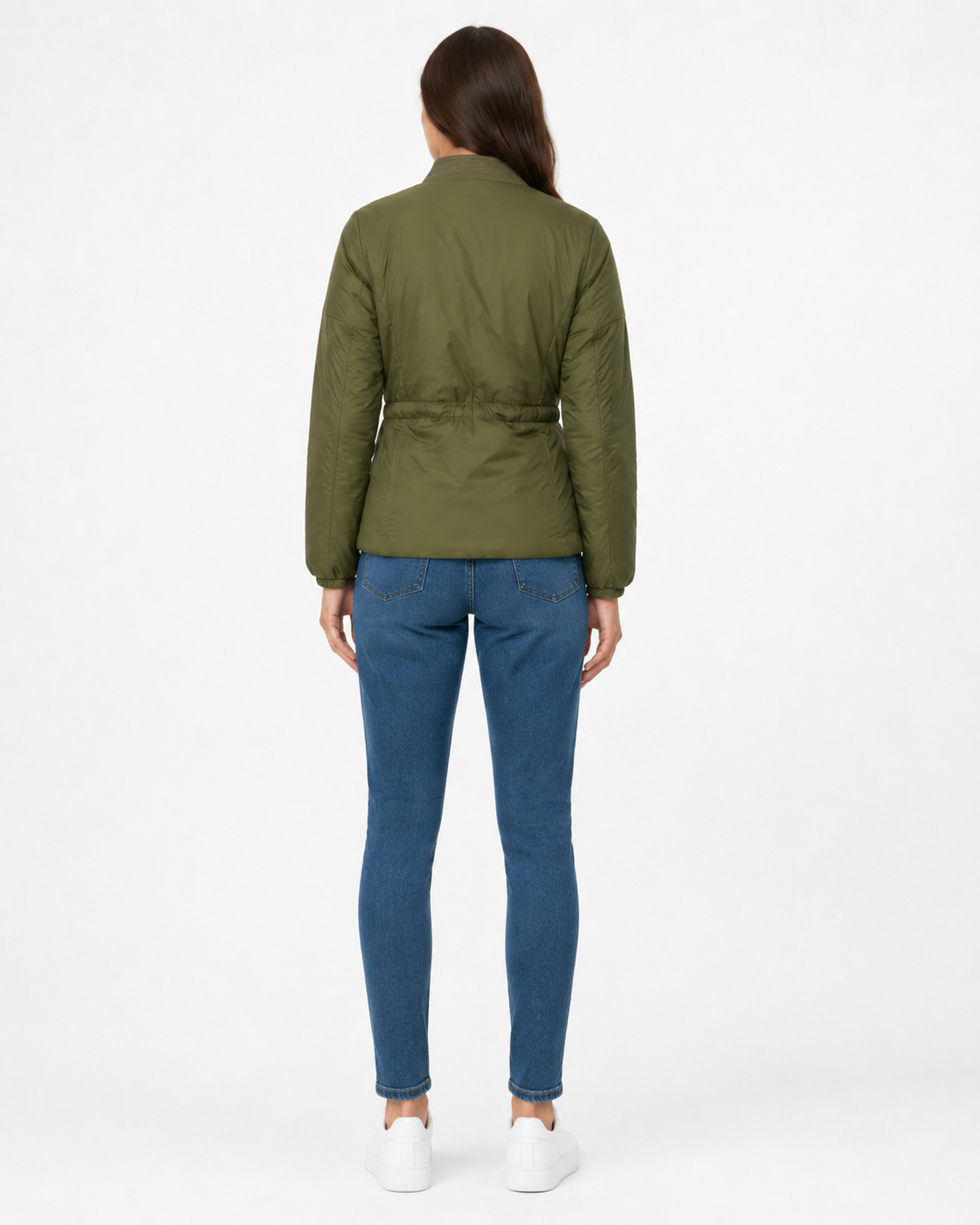 Geacă bomber AMAZON ESSENTIALS femei Waist Padded Puffer verde olive
