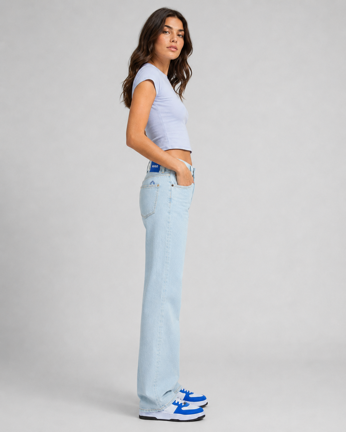 Blugi HUGO Blue Elyah_B damă Straight Fit