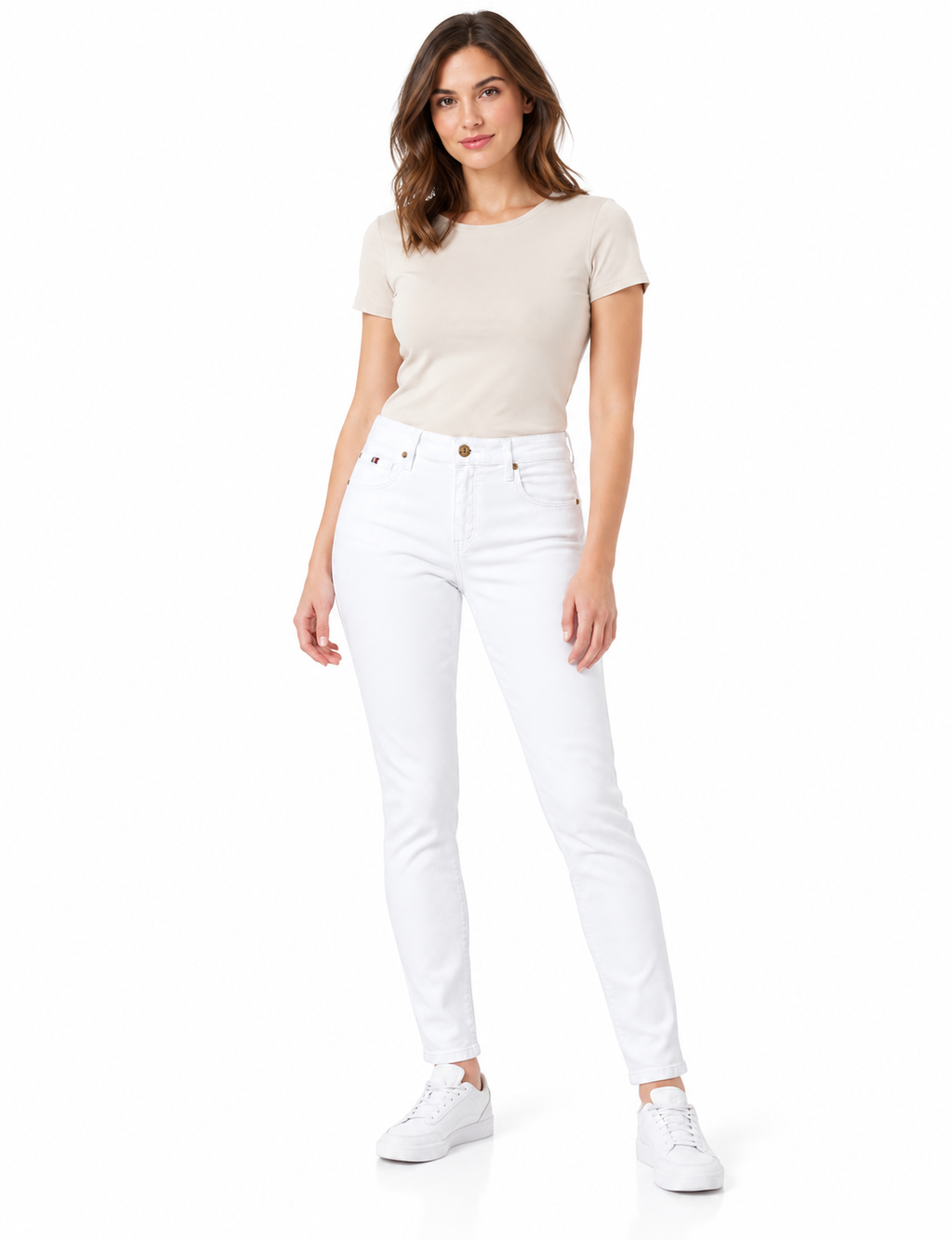 Blugi Tommy Hilfiger Como albi pe model – față