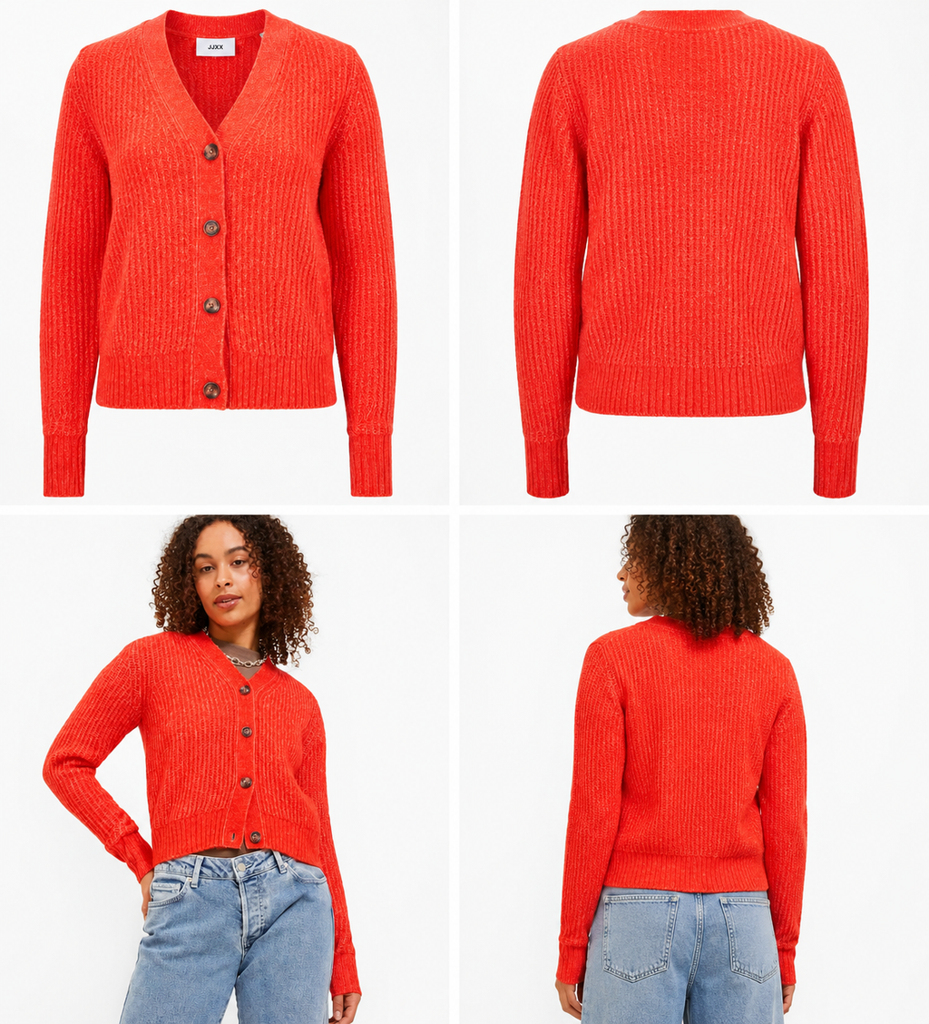 Cardigan tricotat JJXX damă JXRegina Diverse Ribbed – Poinciana/Moonbeam