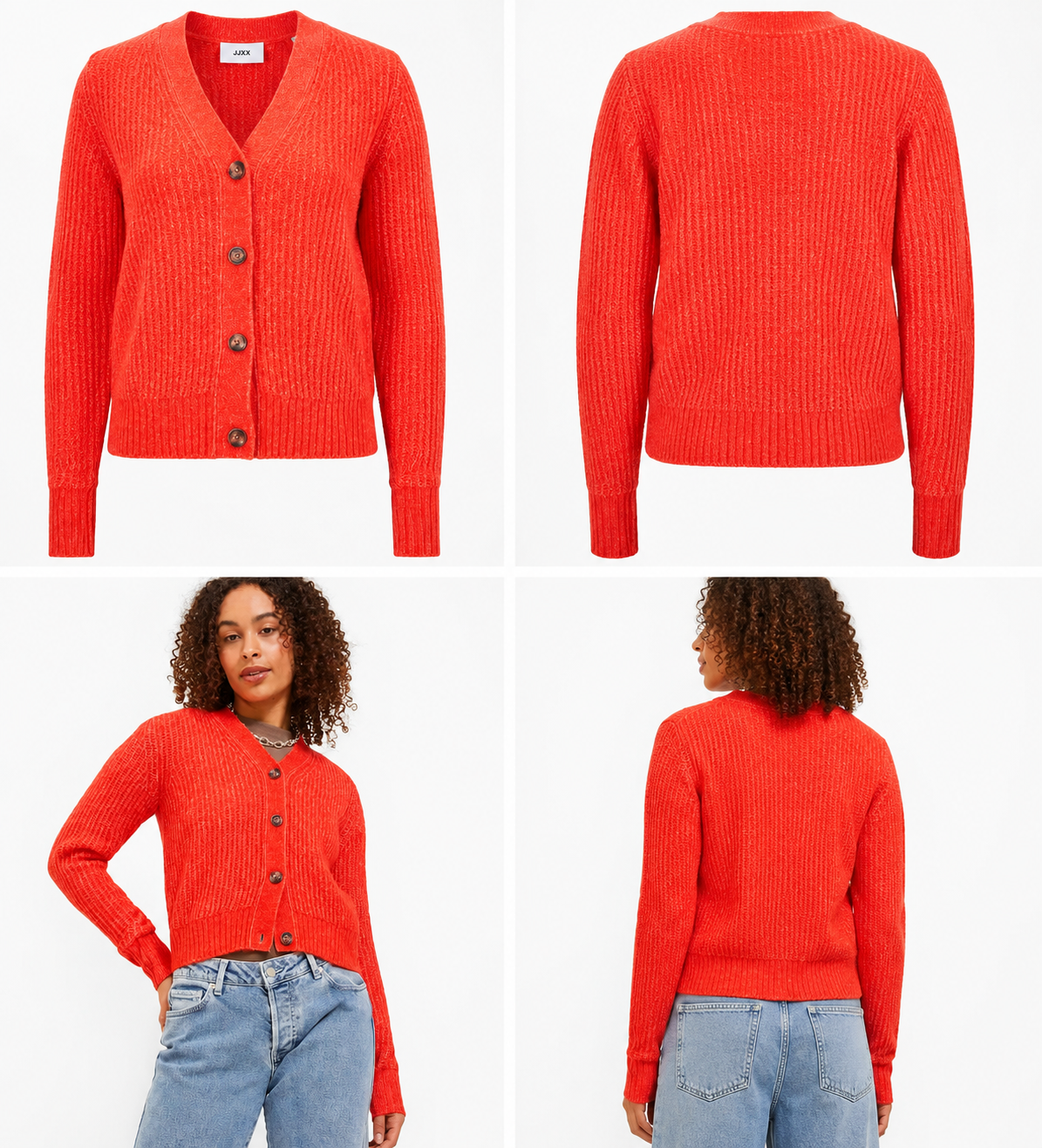 Cardigan tricotat JJXX damă JXRegina Diverse Ribbed – Poinciana/Moonbeam