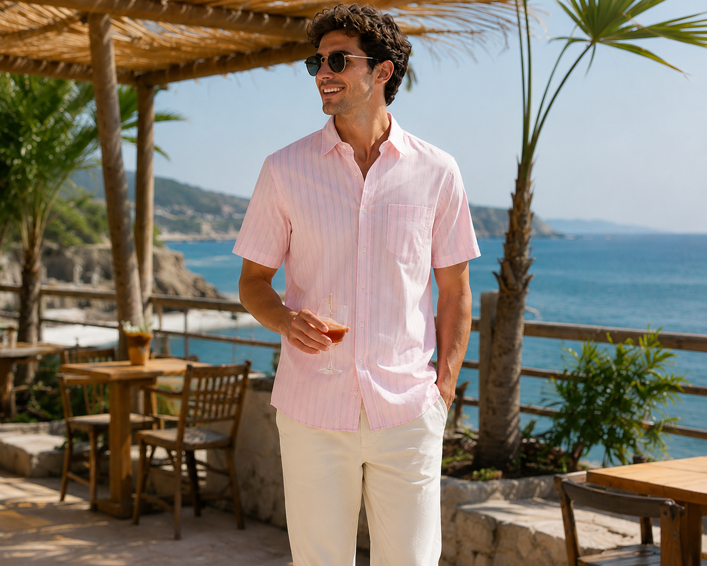 Cămașă Slim Fit Stretch Poplin, mânecă scurtă